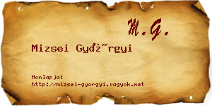 Mizsei Györgyi névjegykártya